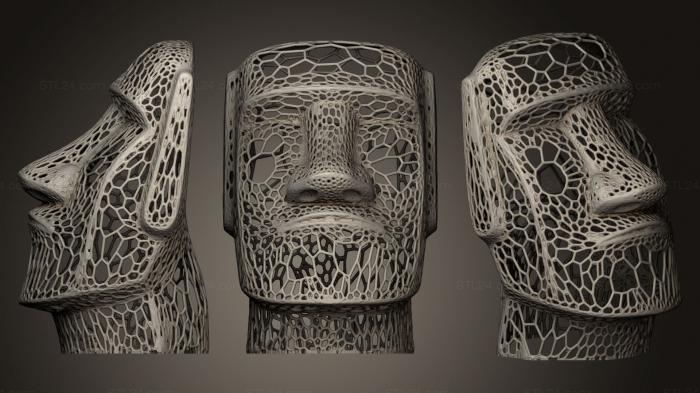 Miscellaneous figurines and statues (Moai Voronoi, STKR_0628) 3D models for cnc